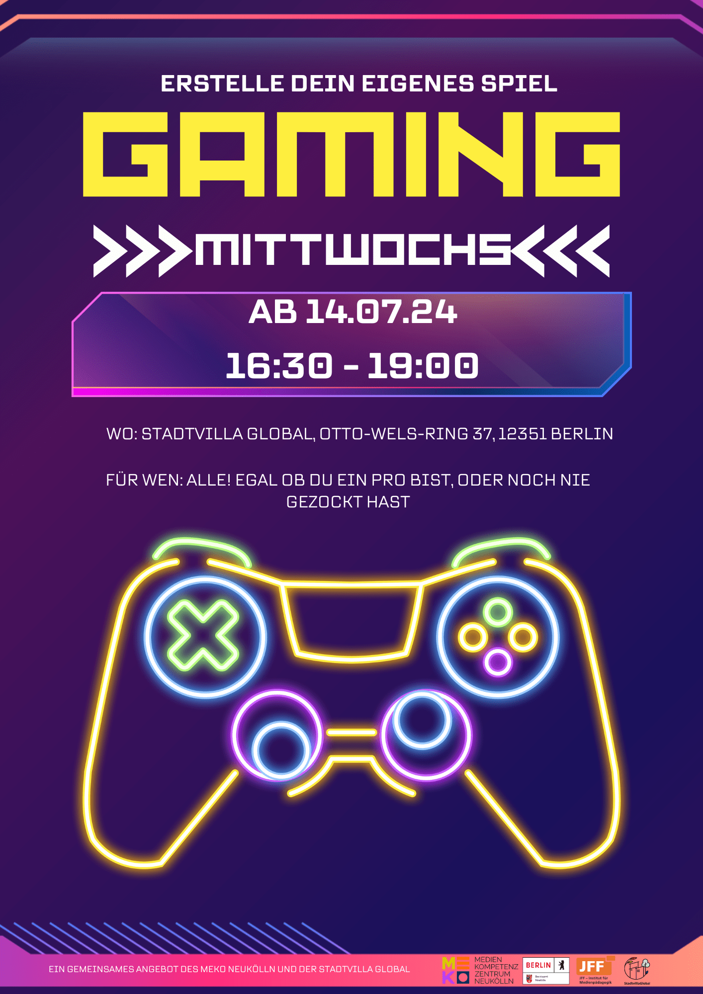Flyer zum Gaming in der Stadtvilla
